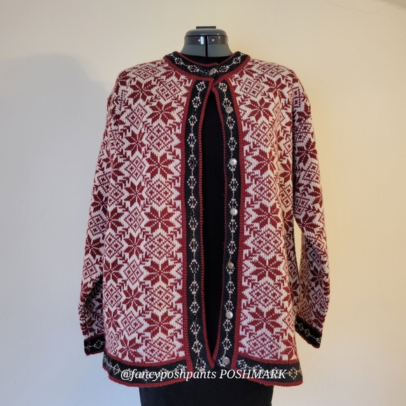 ❤️WOOLRICH classic timeless quality wool cardigan metal buttons Nordic fair isle - Picture 11 of 17